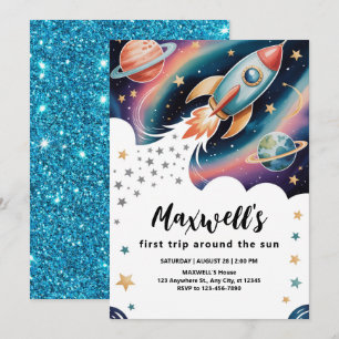 Invitación Cumpleaños del Cohete Espacial
