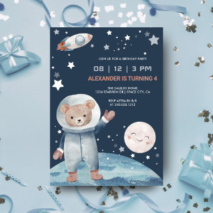 Invitación Cumpleaños del cohete espacial del astronauta del