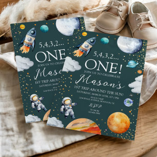 Invitación Cumpleaños del Cohete Espacial en su 1er Vuelo alr