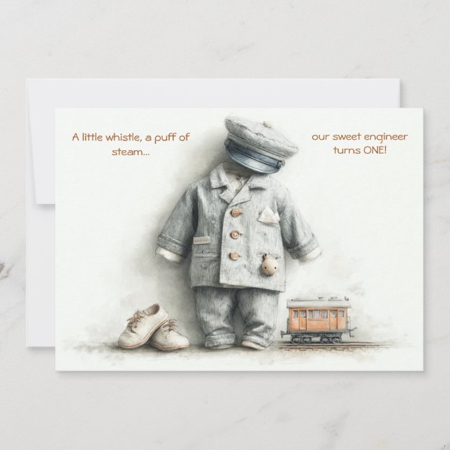 Invitación Cumpleaños del conductor de tren tema para niño de (Anverso)