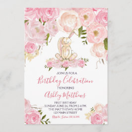 Invitación cumpleaños del conejito de pascua primer, algún