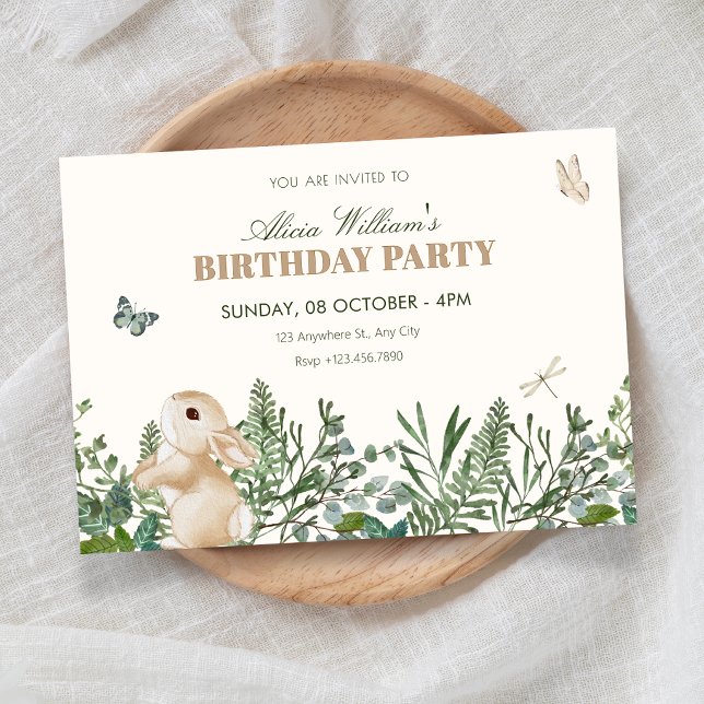 Invitación Cumpleaños del conejo de jardín (Subido por el creador)