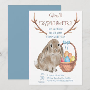 Invitación Cumpleaños del conejo de Pascua y los huevos de lo