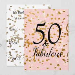 Invitación Cumpleaños del Confeti Rosa y Oro Cincuenta y Fabu