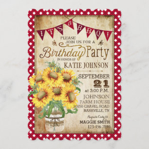 Invitación Cumpleaños del control de los girasoles y de la