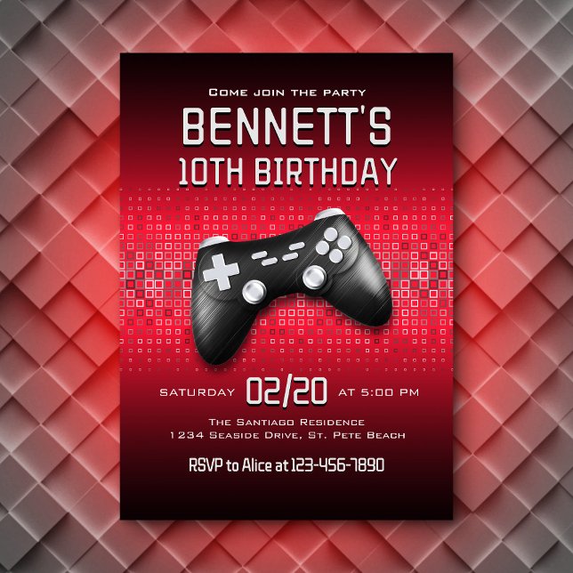 Invitación Cumpleaños del controlador de videojuegos (Subido por el creador)