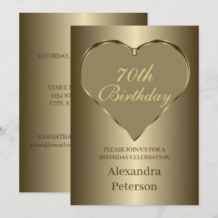 Invitación Cumpleaños del Corazón Minimalista Oro