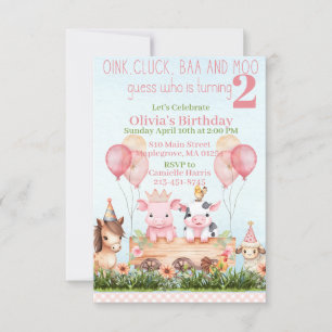Invitación Cumpleaños del corral de animales de granja