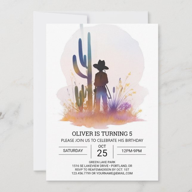 Invitación Cumpleaños del Cowboy de Southern Country Life (Anverso)