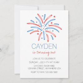 Invitación Cumpleaños del Cuatro de Julio con Fuegos Artifici