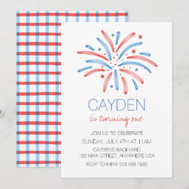 Invitación Cumpleaños del Cuatro de Julio con Fuegos Artifici