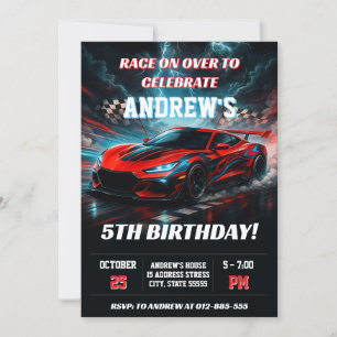 Invitación Cumpleaños del deporte de coche de Carreras person