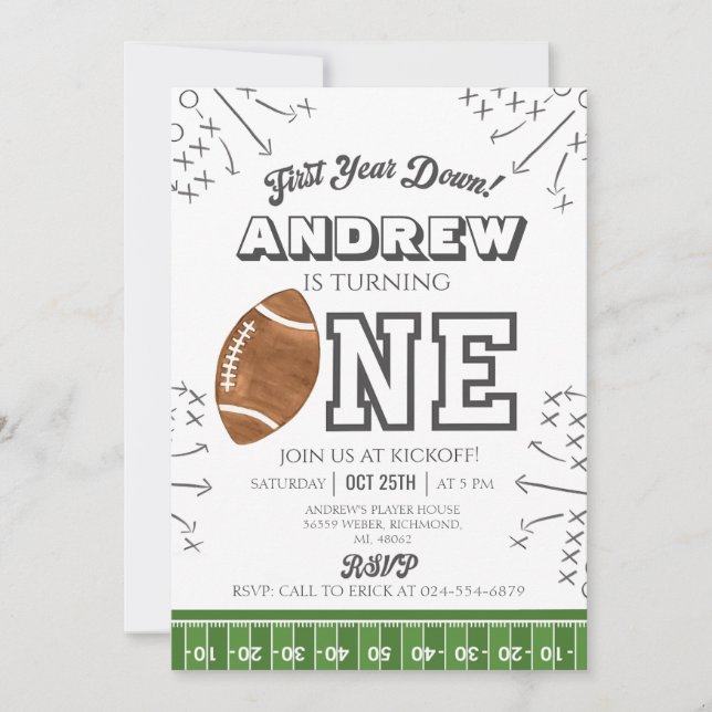 Invitación Cumpleaños del deporte personalizado (Anverso)