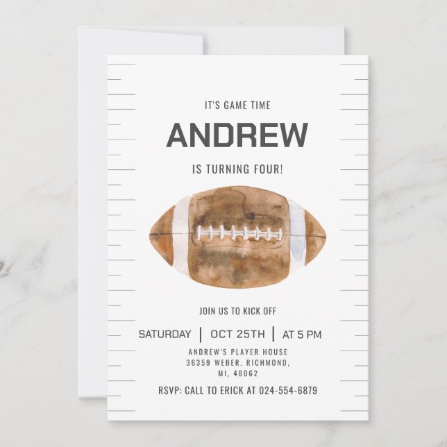 Invitación Cumpleaños del deporte personalizado (Anverso)