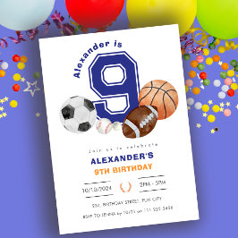 Invitación Cumpleaños del Deportivo 9 Niño Atleta
