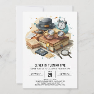 Invitación Cumpleaños del detective Boho Mystery
