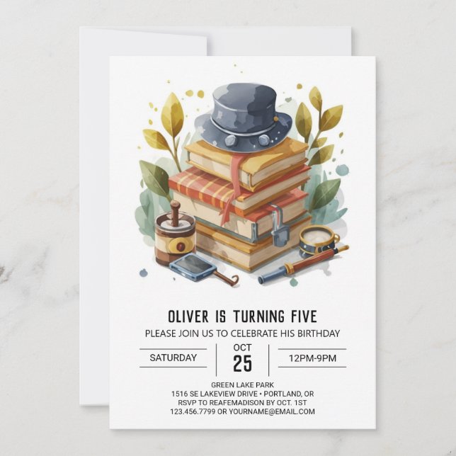 Invitación Cumpleaños del detective encantado (Anverso)