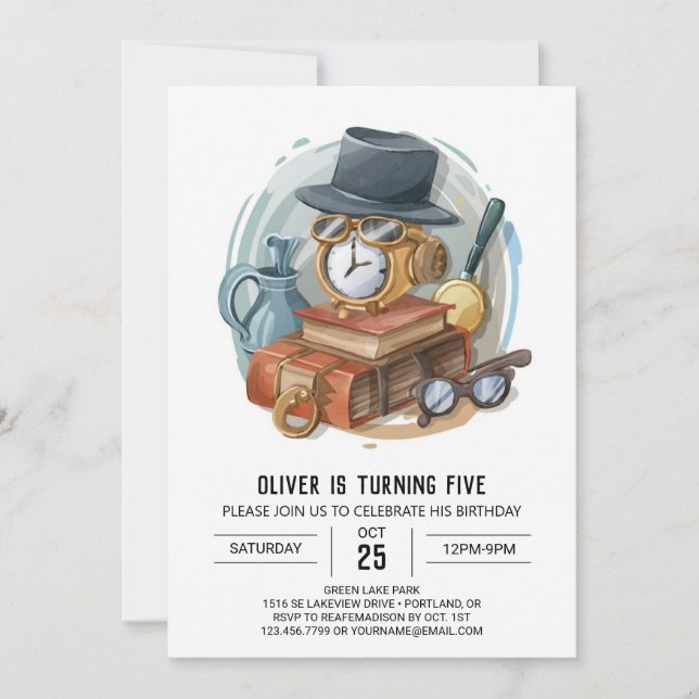 Invitación Cumpleaños del detective espía en línea (Anverso)