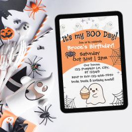 Invitación cumpleaños del día de naranja Boo
