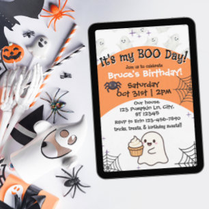 Invitación cumpleaños del día de naranja Boo