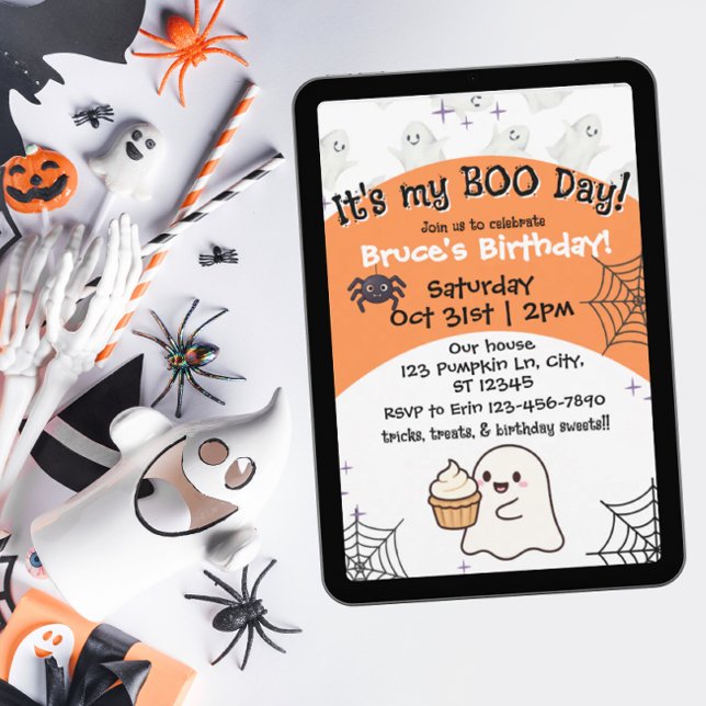 Invitación cumpleaños del día de naranja Boo (Subido por el creador)