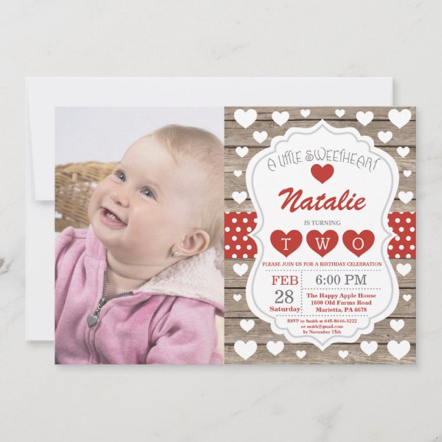 Invitación Cumpleaños del Día de San Valentín de nuestro pequ (Anverso)