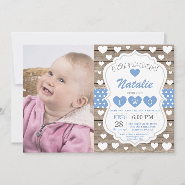 Invitación Cumpleaños del Día de San Valentín de nuestro pequ (Anverso)