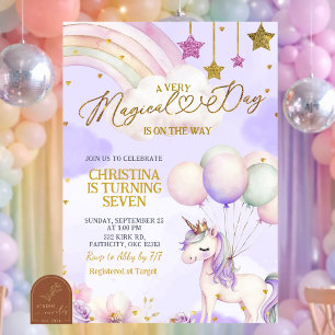 Invitación Cumpleaños del Día Mágico del Unicornio Púrpura Es
