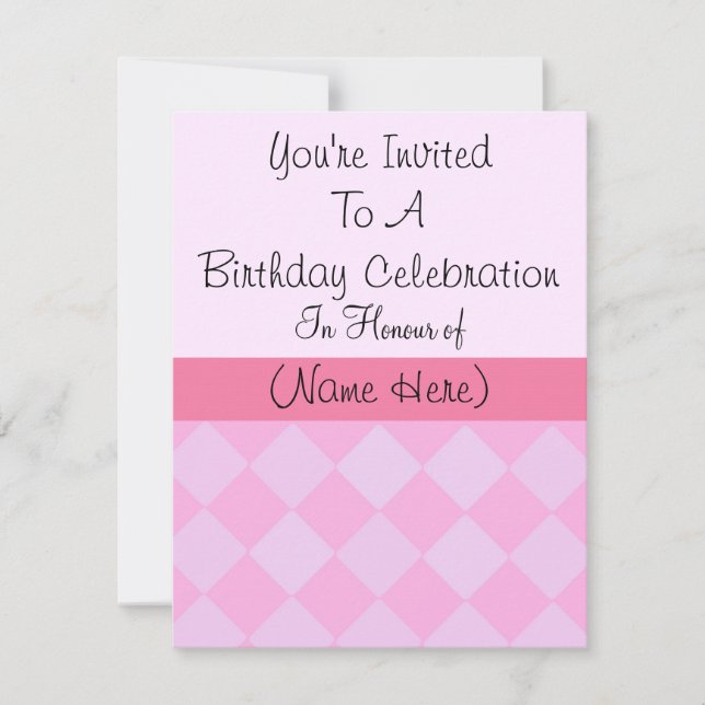 Invitación Cumpleaños del diamante rosado (Anverso)