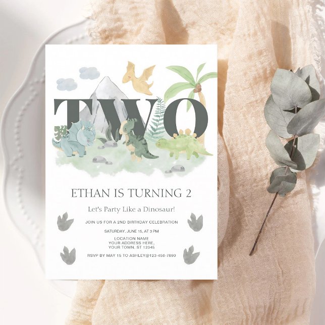 Invitación Cumpleaños del dinosaurio de acuarela selva 2do (Subido por el creador)