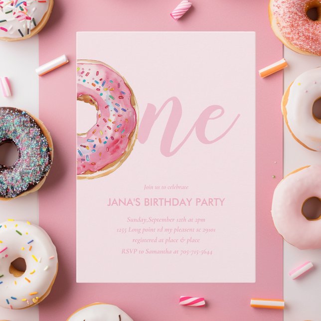 Invitación Cumpleaños del donut rosado (Subido por el creador)