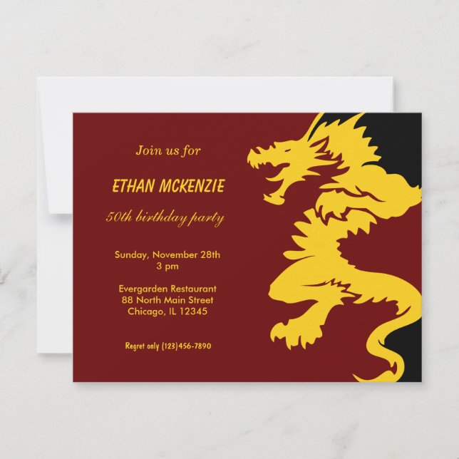 Invitación Cumpleaños del Dragon (Anverso)