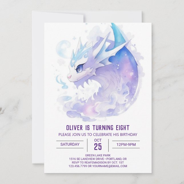 Invitación Cumpleaños del Dragón acuático (Anverso)