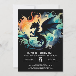 Invitación Cumpleaños del Dragón de mano dibujado