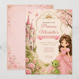 Invitación Cumpleaños del Dragón del Castillo de la Princesa