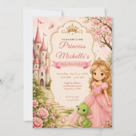 Invitación Cumpleaños del Dragón del Castillo de la Princesa