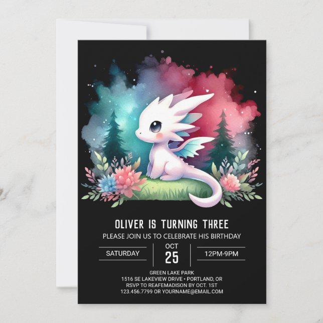 Invitación Cumpleaños del dragón encantado (Anverso)