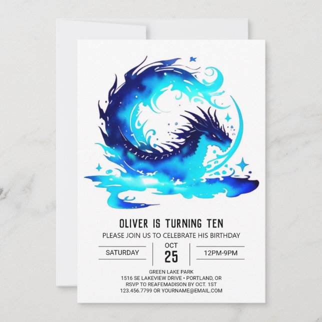 Invitación Cumpleaños del Dragón Infantil (Anverso)