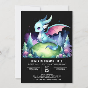 Invitación Cumpleaños del dragón infantil simple