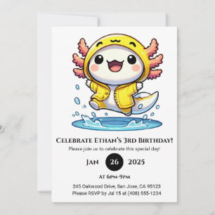 Invitación Cumpleaños del Duck Raincover Axolotl