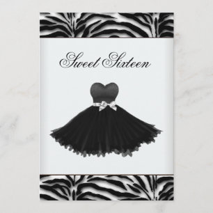 Invitación Cumpleaños del dulce dieciséis de la cebra de la