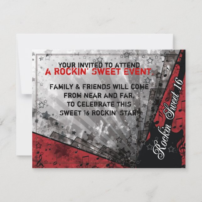 Invitación Cumpleaños del dulce dieciséis de Rockin (Anverso)