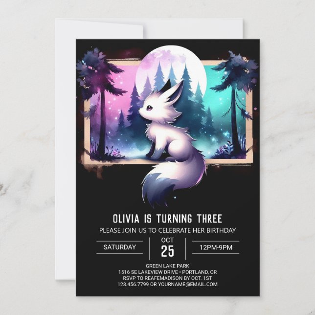 Invitación Cumpleaños del dulce Pastel Wolf (Anverso)