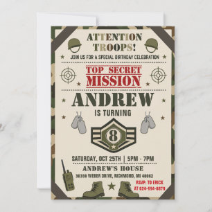 Invitación Cumpleaños del Ejército Personalizado