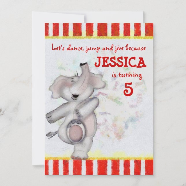 Invitación Cumpleaños del elefante (Anverso)