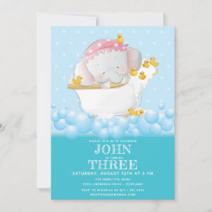 Invitación Cumpleaños del Elefante Cute