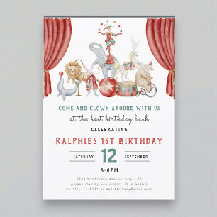 Invitación Cumpleaños del Elefante del Circo con Acuarela