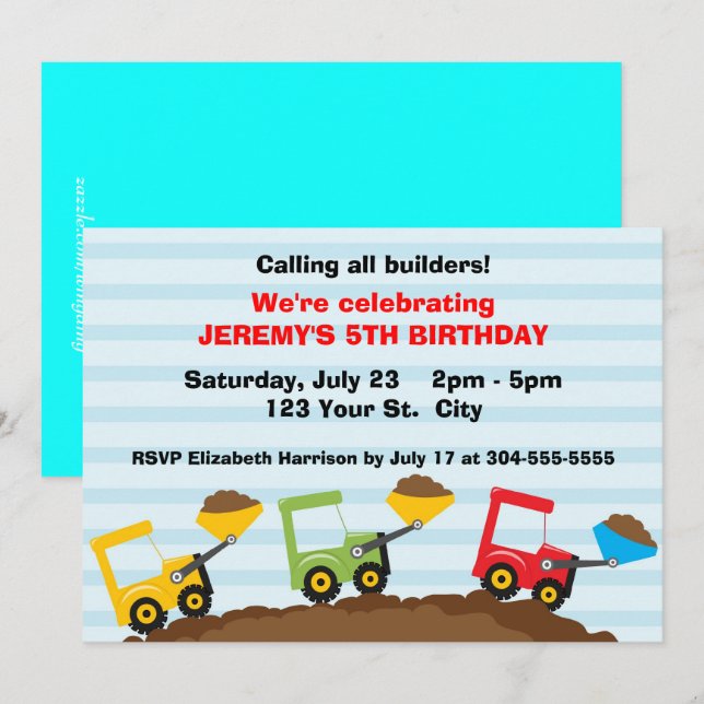 Invitación Cumpleaños del emplazamiento de la obra de los (Anverso / Reverso)