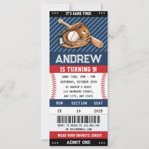 Invitación Cumpleaños del equipo de béisbol personalizado con