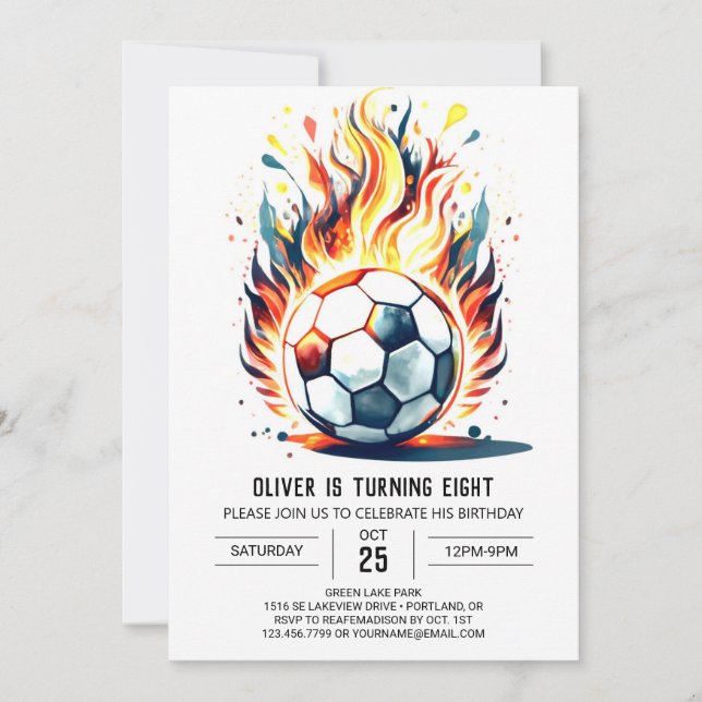 Invitación Cumpleaños del equipo de fútbol editable de Pastel (Anverso)